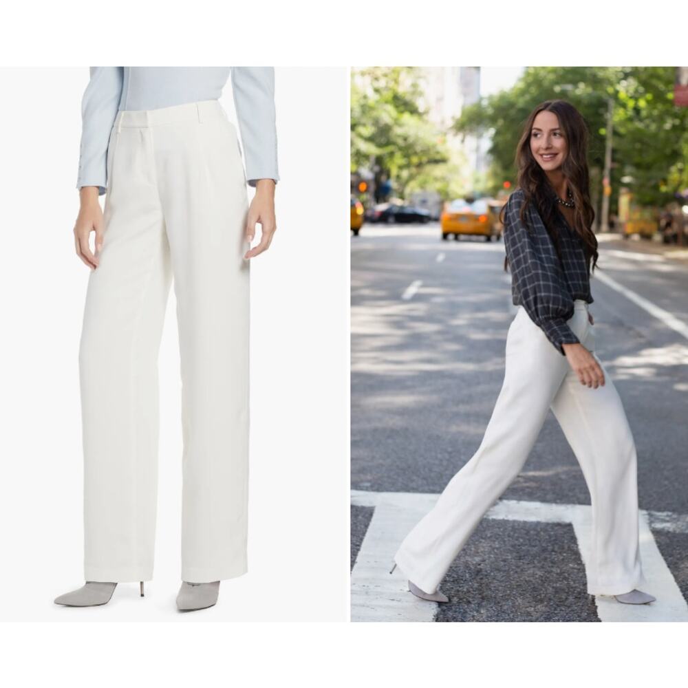 SOMETHING NAVY Ivory Pleated Wide Leg Trousers - Size 8 - Picture 12 of 12